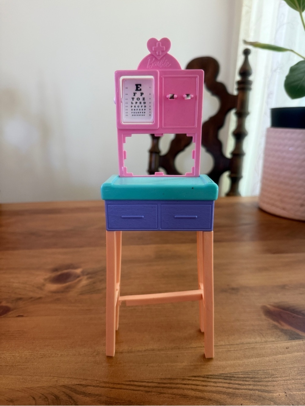 Barbie Pastel Pink Teal Purple and Peach Play Clinic Stand